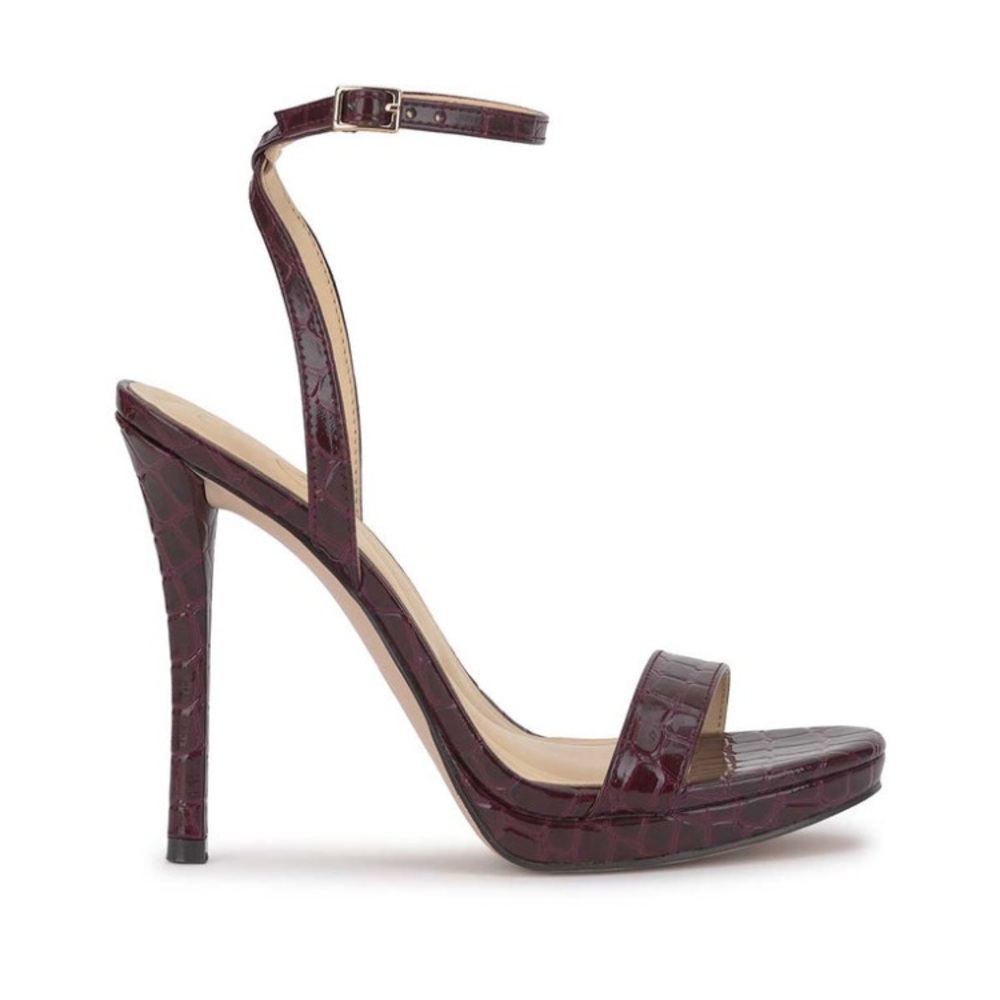 Jessica Simpson Divra Croc-Embossed Ankle strap heel in mahogany burgundy 6.5